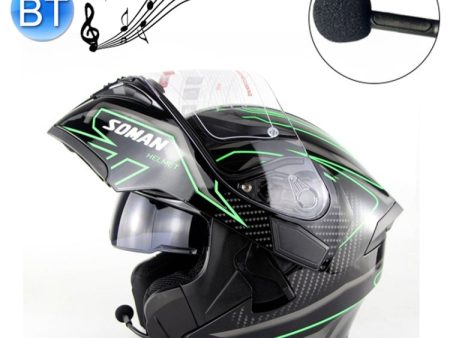 Soman 955 Skyeye Motorcycle Full   Open Face Bluetooth Helmet Headset Full Face, Supports Answer   Hang Up Calls(Black Green) Fashion