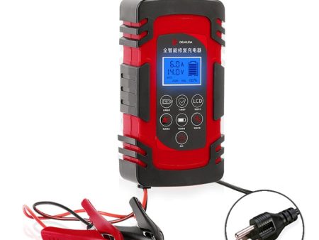 DEMUDA DC-80 Car Battery Charger 12V 24V Intelligent Pulse Repair Type Lead-acid Battery, Plug Type:US Plug(Red) Supply