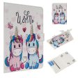 For 10 inch Universal Tablet PC Colored Drawing Pattern Horizontal Flip PU Leather Case with Holder & Card Slots(Couple Unicorn) Fashion