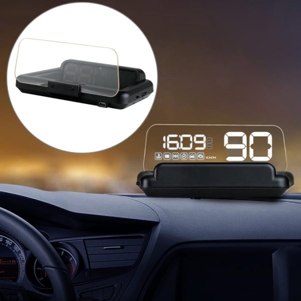 C500 Car HUD Virtual HD Projection Head-up Display, With Adjustable Reflection Board, Speed & RPM & Water Temperature & Oil Consumption & Driving Distance   Time & Voltage Display, Over Speed Alarm, Connect OBD2 Interface(White) For Sale