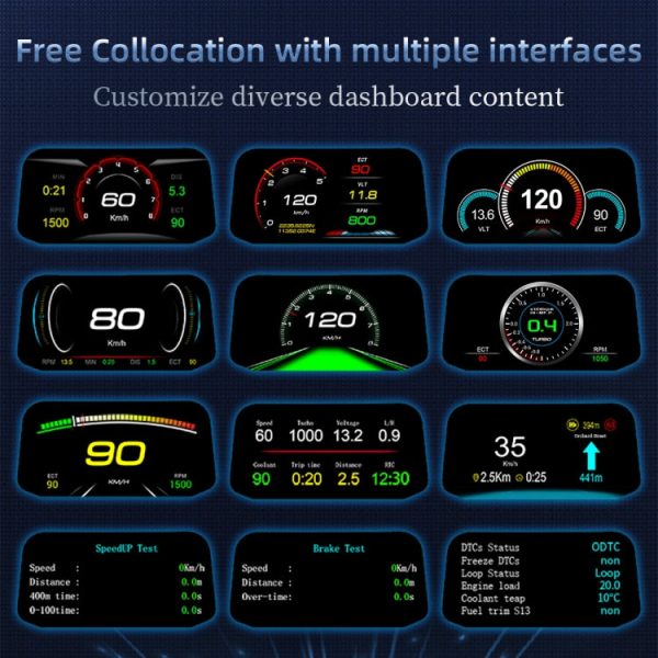 C3 OBD2 + GPS Mode Car Head-up Display HUD Overspeed   Speed   Water Temperature Too High   Voltage Too Low   Engine Failure Alarm   Fatigue Driving Reminder   Navigation Function Supply