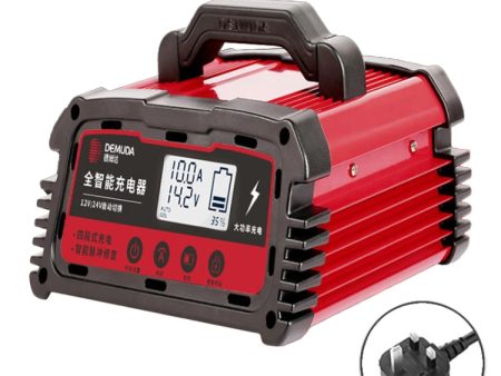 DEMUDA DC200 20A 12V   24V Car Battery Charger Intelligent Pulse Repair Type Lead-acid Battery, Plug Type:UK Plug(Red) For Discount