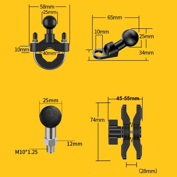 Motorcycle Bracket Crab Navigation Phone Bracket,Style： U-shaped+QC3.0 Dual USB  Charge Online