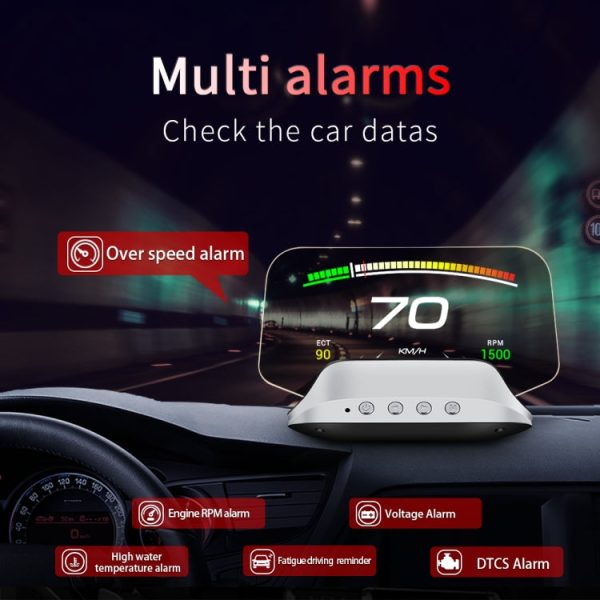 C3 OBD2 + GPS Mode Car Head-up Display HUD Overspeed   Speed   Water Temperature Too High   Voltage Too Low   Engine Failure Alarm   Fatigue Driving Reminder   Navigation Function Supply