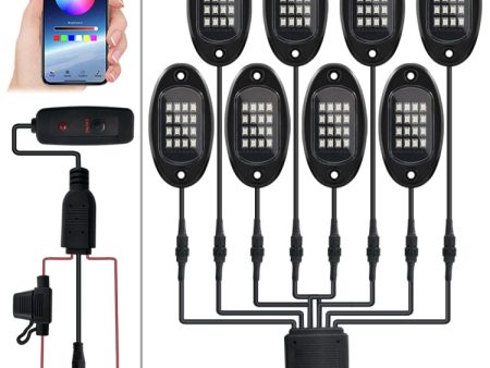 8 in 1 DC12V Car Mobile Phone Bluetooth APP Control  RGB Symphony Chassis Light with 16LEDs SMD-5050 Lamp Beads For Sale