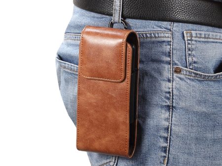 Lambskin Texture Leather Waist Bag for Folding Mobile Phone(Brown) Online Sale