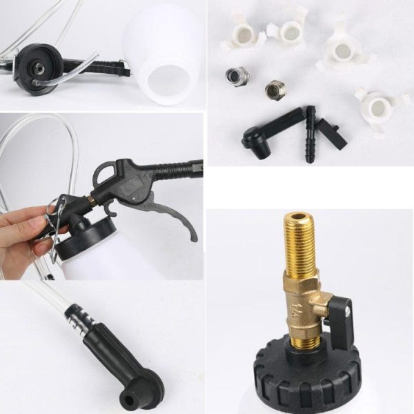 Pneumatic Brake Fluid Changer Automobile Brake Fluid Replacement Joint Filler Emptying Tool Brake Fluid Change Tool, Style:Double Pot Supply