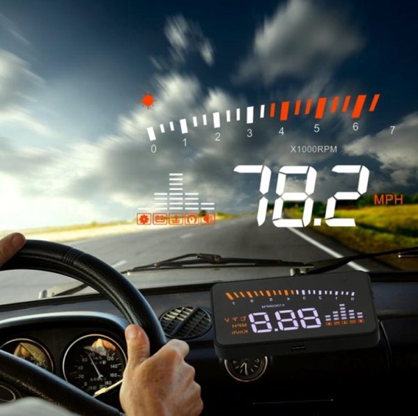 X5 HUD 3 inch Universal Multi Car Head Up Display with OBDII EOBD System, Light Sensors, Rotation Speed, Rotation Speed Unit, Unit Mark, Voltage, Water Temperature, Alarm mark(Black) Sale