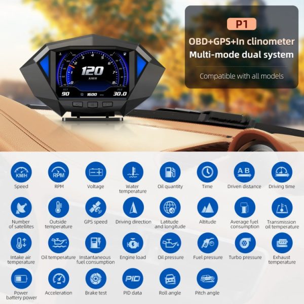 P1 3.5 inch Car OBD2 GPS HUD Head Up System Smart Digital Speedometer Meter Display Sale