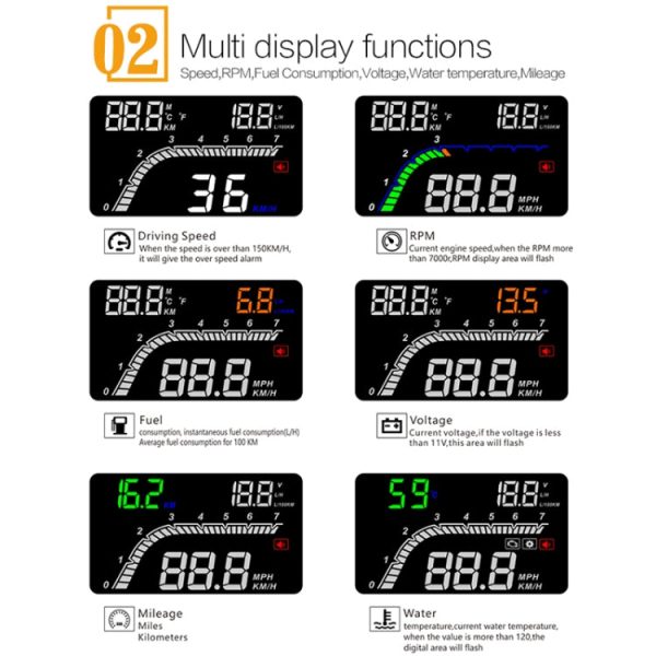 T100 OBD2 4 inch Vehicle-mounted Head Up Display Security System, Support Car Speed   Engine Revolving Speed Display   Instantaneous Fuel Consumption   Detection and Elimination Fault Code Supply