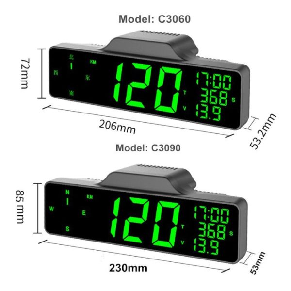 8.0 Inch Screen Car HUD Car Head-up Display Compass Multifunction GPS Speedometer Online